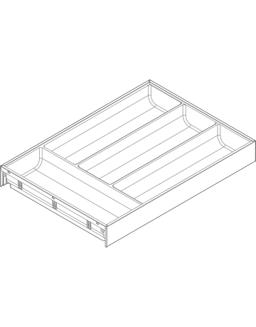 Bild AMBIA-LINE Besteckeinsatz, für LEGRABOX/MERIVOBOX Schubkasten, Kunststoff / Stahl, 4 Besteckfächer, NL=450 mm, Breite=300 mm, seidenweiss /oriongr. - Blum-1