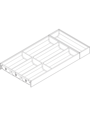 Bild AMBIA-LINE Besteckeinsatz, für LEGRABOX/MERIVOBOX Schubkasten, Kunststoff / Stahl, 7 Besteckfächer, NL=600 mm, Breite=300 mm, oriongrau matt - Blum-1