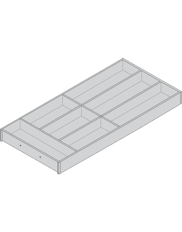 Bild AMBIA-LINE Besteckeinsatz, für LEGRABOX/MERIVOBOX Schubkasten, Holzdesign, 7 Besteckfächer, NL=650 mm, Breite=300 mm, Bard.Eiche/seidenwei - Blum-1