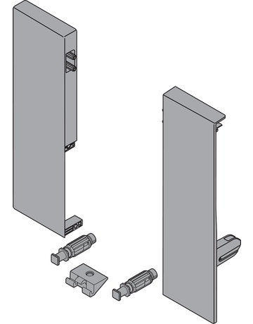 Bild TANDEMBOX Fronthalter, Höhe D, für Innenauszug mit 1-fach Reling, links/rechts, für TANDEMBOX antaro, weissgrau-1