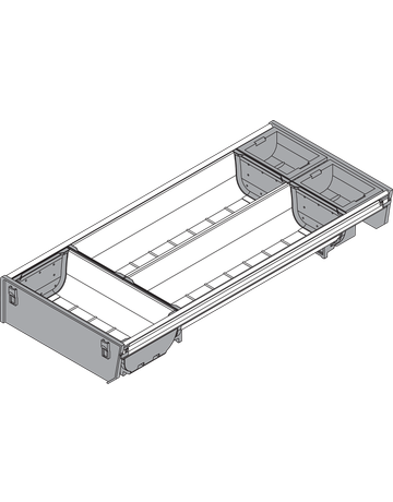 Bild ORGA-LINE Schalen-Set (teilausfüllend), für TANDEMBOX Schubkasten, NL=450 mm, KB=300 mm, Breite=192 mm, inox-gebü/staubgr - Blum-1