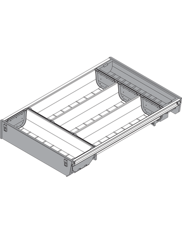 Bild ORGA-LINE Schalen-Set (teilausfüllend), für TANDEMBOX Schubkasten, NL=450 mm, KB=400 mm, Breite=280 mm, inox-gebü/staubgr - Blum-1