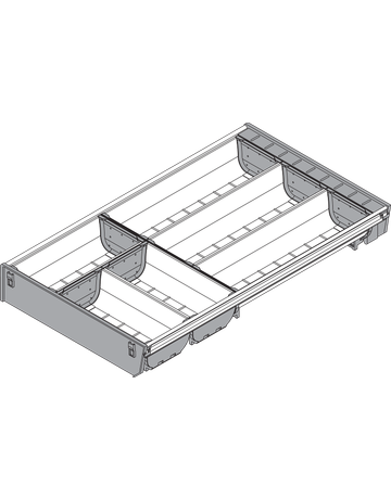 Bild ORGA-LINE Schalen-Set (teilausfüllend), für TANDEMBOX Schubkasten, NL=500 mm, KB=400 mm, Breite=280 mm, inox-gebü/staubgr - Blum-1