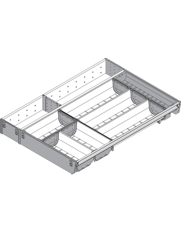 Bild ORGA-LINE Kombi-Set (teilausfüllend), für TANDEMBOX Schubkasten, NL=550 mm, KB=500 mm, Breite=377 mm, inox-gebü/staubgr - Blum-1