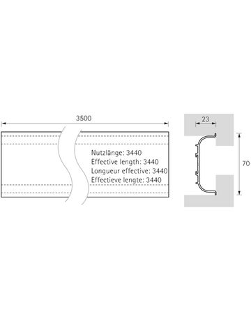 Bild Möbel- Griffleiste, individuell ablängbar, Canis C 9210132, Länge 3.500mm, Aluminium edelstahloptik eloxiert - Hettich-3