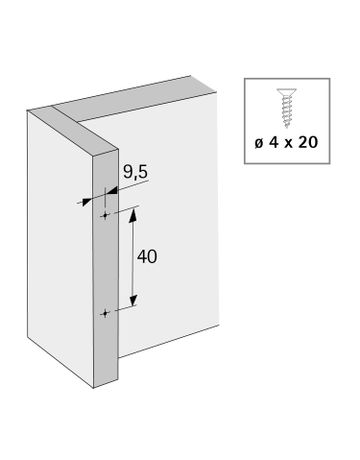 Bild Face-Frame-Montageplatte mit Langloch-Höhenverstellung, vernickelt, Lochreihe 9.5 x 40 mm, zum Anschrauben, Distanz 4.5 mm - Hettich-1