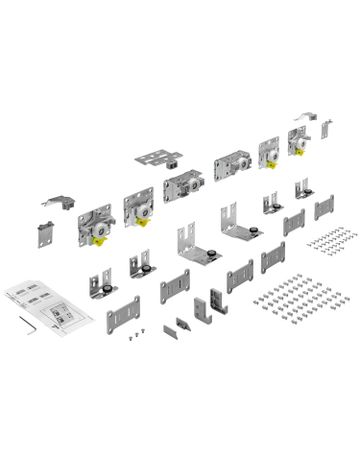 TopLine L, Set Lauf- und Führungsteile, 18 - 30 mm, 3-türig, vordere Tür mittig - Hettich