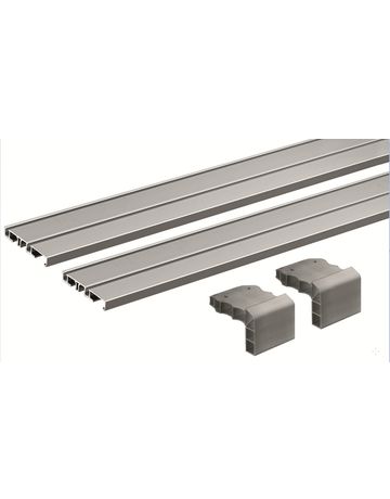 SlideLine M Profilset: 2-bahniges Laufprofil zum Anschrauben / Ankleben, 2500 mm - Hettich