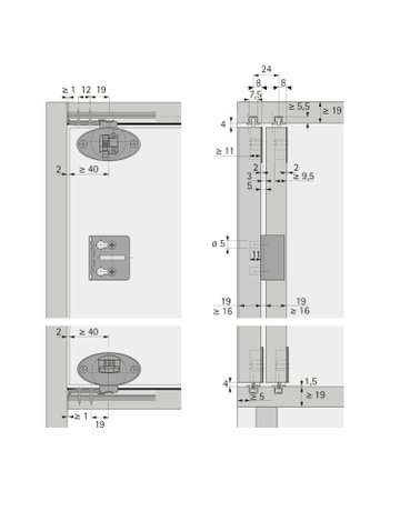 Bild Dämpfungssystem Silent System zum Anschrauben für einliegende Türen, SlideLine 55 Plus, links - Hettich-2