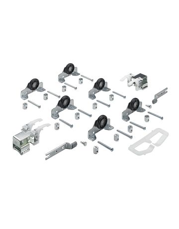 MB-Schiebetürbeschläge-Set, 3-T. 45077, TS16-19mm, für einliegende Türen, 50kg