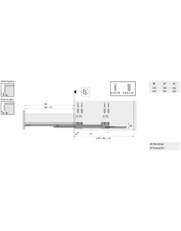 Bild Vollauszug,470mm, 40kg 9314621,mit Silent System - Hettich-1