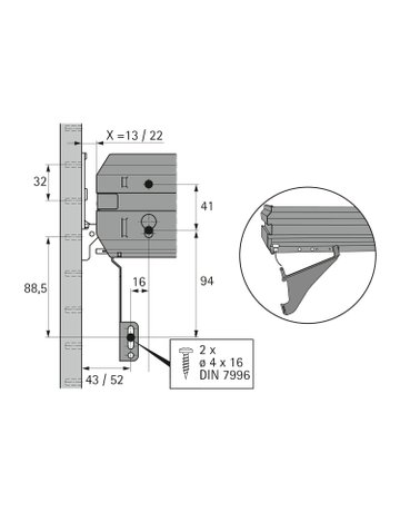 Bild Blendenstütze für Schrankwandsysteme, Stahl, schwarz, links / rechts - Hettich-2
