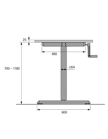 Bild Möbel- Tischgestell, 600x 1.600mm, Hub 480mm, Steelforce Pro 310 HC Slim, 9309795 schwarz - Hettich-1