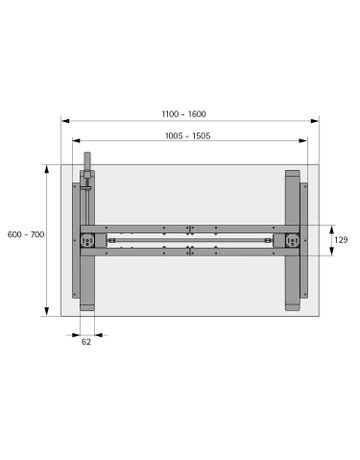 Bild Möbel- Tischgestell, 600x 1.600mm, Hub 480mm, Steelforce Pro 310 HC Slim, 9309795 schwarz - Hettich-2