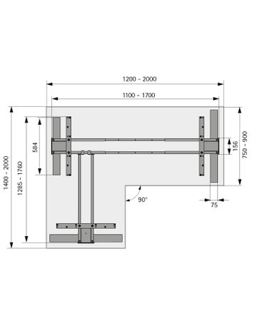 Bild Möbel- Elektro-Tischgestell, 1200+1400x 2.000mm, Hub 660mm, Steelforce Pro 671 SLS, 9311392 - Hettich-3
