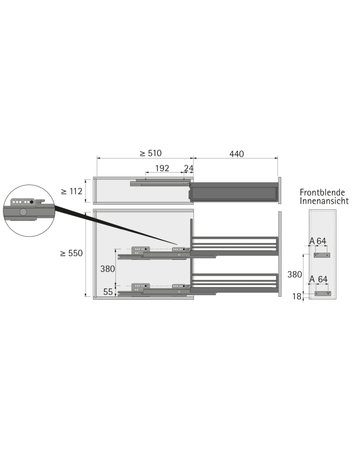 Bild Frontauszug 90°, 2-etagig, CLASSIC, pulverbeschichtet silber (2) - Hettich-2