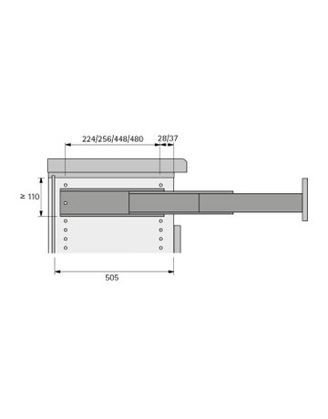 Bild Unterschrank -Einbaubügelbrett,Auslad.930mm9315928,m.Telesk.führ.,STA pulverbeschichtet weiß - Hettich-1