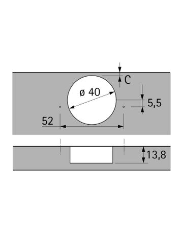 Bild Intermat Dicktürscharnier Spezial, Türdicke bis 43 mm (Intermat 9935), vorliegend, Öffnungswinkel 95°, Bohrbild TH 52 x 5,5 mm, zum Anschrauben (-)-1