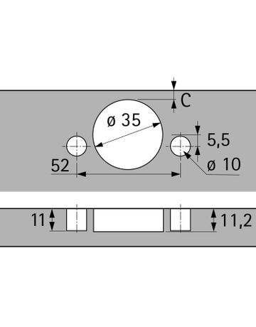 Bild Intermat Scharnier für Eckschrankfalttüren ohne Schließautomatik (Intermat 9930), vorliegend, Öffnungswinkel 50° / 65°, Bohrbild TH 52 x 5,5 mm, Schnellmontage Flash (ø 10 x 11) - Hettich-1