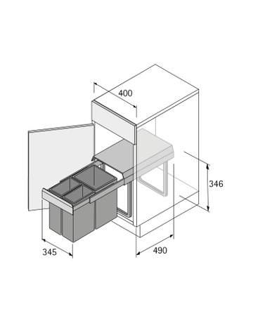 Bild Bin.it Trio II - 400, 1 x 16 l + 2 x 8 l - Hettich-2