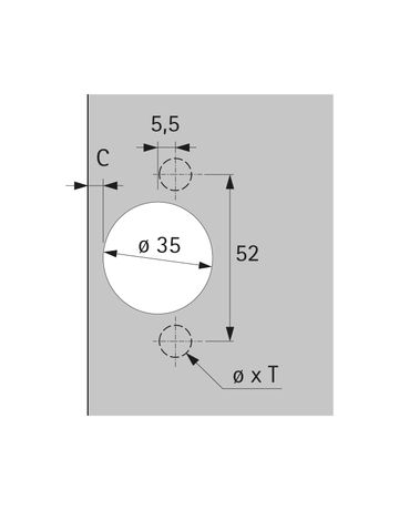 Bild Intermat Winkelscharnier W90 (Intermat 9936 W90), einliegend, Öffnungswinkel 95°, Bohrbild TH 52 x 5,5 mm, zum Anschrauben (-) - Hettich-2