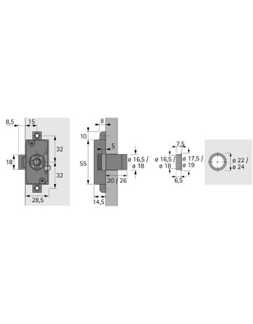 Bild Zylinderdrehstangenschloss Prestige 2000 Z23, ø18mm, Zum Anschrauben, 15 mm, 20 mm-1