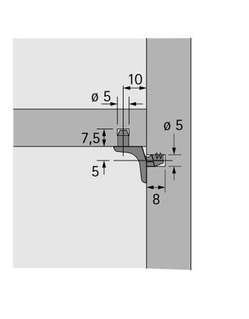 Bild Bodenträger, mit beidseitig Zapfen, Zapfen Ø5mm Sekura 1.1,19557, Zinkdruckguss vernickelt-1