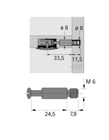 Bild Einschraubdübel DU 643, 24.5 mm, blank - Hettich-1