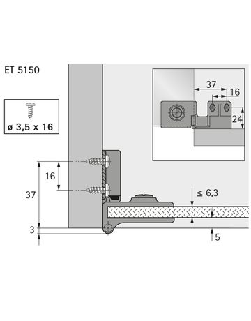 Bild Glastürscharnier ET 5150, vernickelt, matt - Hettich-4