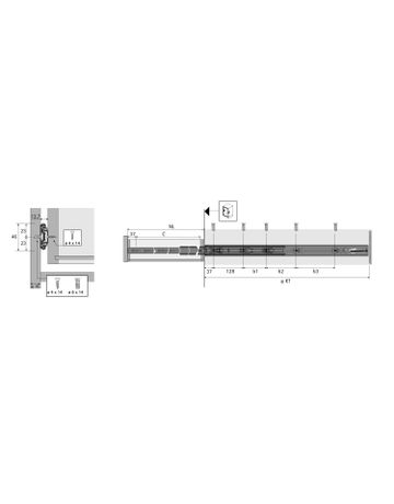 Bild Kugelauszug KA 5632 SC mit Selbsteinzug, 12,7 mm Einbaubreite, 300-2