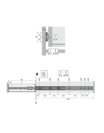 Bild Kugelauszug KA 5632, 12,7 mm Einbaubreite, 650 mm, verzinkt, passiviert, blau passiviert - Hettich-2