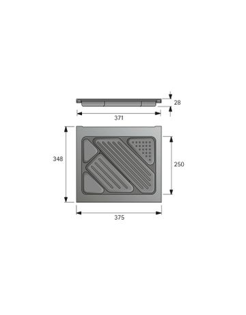 Bild Schreibmaterialschale, Höhe 28 mm, 380 / 392, Aluminium Optik-1