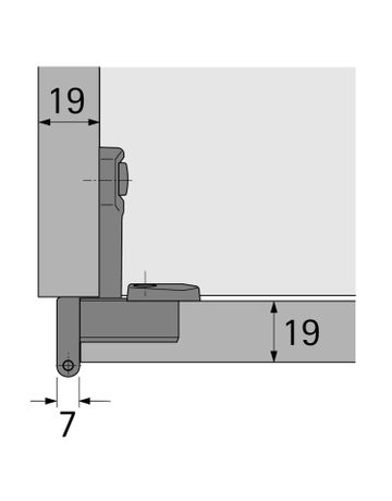 Bild Grundscharnier Selekta Pro 2000, 230 °, Auflage 5.5 mm, mit Spreizmuffen, vernickelt - Hettich-3