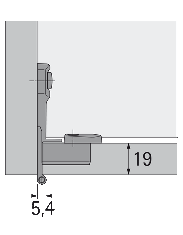 Bild Grundscharnier Selekta Pro 2000 E, 180 °, Auflage -3.2 mm, mit Spreizmuffen, vernickelt-2