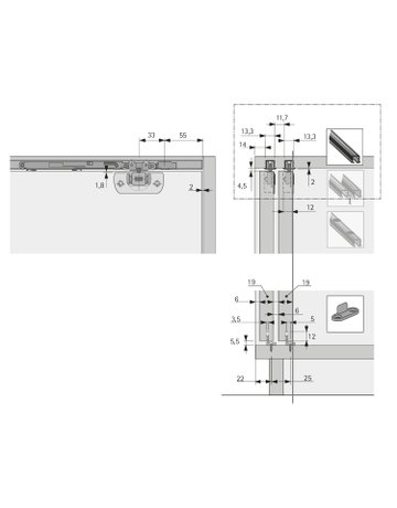 Bild Laufprofil zum Anschrauben SysLine S, 2000 mm - Hettich-2