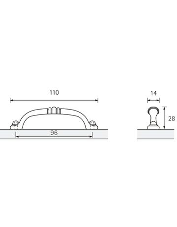 Bild Möbel- Griff, Alberta, 9113180, Breite 14x 96mm, Höhe 28mm, zinnoptik antik - Hettich-8
