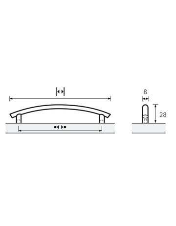 Bild Möbel- Griff, Bathia, 9070516, Breite 8x 128mm, Höhe 28mm, edelstahloptik, gebürstet-8