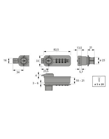 Bild Zahlenschloss mit Schubriegel, rechts, schwarz - Hettich-3