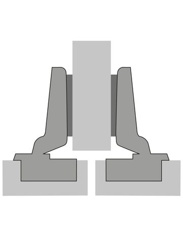 Bild Intermat 125°-Scharnier (Intermat 9944), halb vorliegend, Öffnungswinkel 125°, Bohrbild TH 52 x 5,5 mm, zum Anschrauben (-)-2