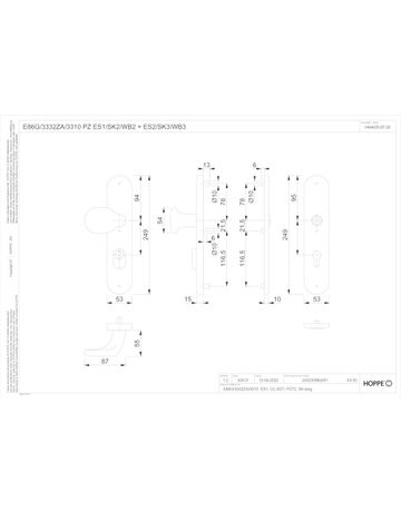 Bild HOPPE Sicherheits-Wechselgarnitur E86G/3332ZA/3310 LS oval ,15mm,ES1,ZA/PZ 72/8,F69-1