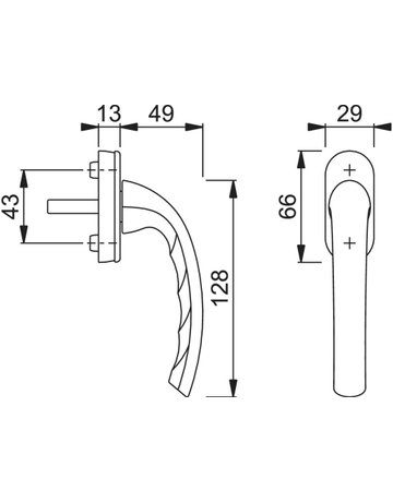 Bild Fenstergriff 0710/U26 N10A, F1, 7x32, o.Schrauben - HOPPE-1