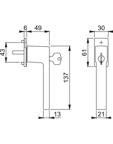 Bild Drehkipp-Fenstergriff, abschließbar, Austin 0769S/U959 100NM, gleichschließend, DIN Links-Rechts, 7/37mm, schwarz matt - HOPPE-1