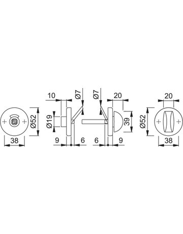 Bild Schlüsselrosettenpaar 42KVS rund,WC/SVK, 9mm,TS 37-42,F1 - HOPPE-1