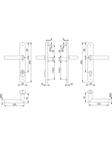 Bild HOPPE Sicherheits-Drückergarnitur Amsterdam E1400F/3359ZA/3357N, Langschild oval, 15mm, ES 1, mit Zylinderabdeckung, Profilzylinder gelocht, Entfernung 92mm, Vierkant 8mm, Türstärke 67-72mm, edelstahl matt-1