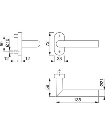 Bild HOPPE Halbgarnitur Amsterdam FS-1400F/55, ohne Schlüsselrosette, Vierkant 9mm, DIN Links-Rechts, Befestigungstechnik mit Stütznocken, silber, naturfarben, eloxiert-1