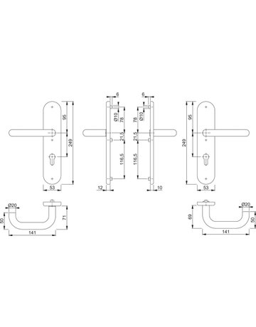 Bild HOPPE Sicherheits-Drückergarnitur Paris FS-E138F/3331/3310, Langschild oval, 12mm, ES 1, ohne Zylinderabdeckung, Profilzylinder gelocht, Entfernung 72mm, Vierkant 9mm, Türstärke 42-47mm, edelstahl matt-1