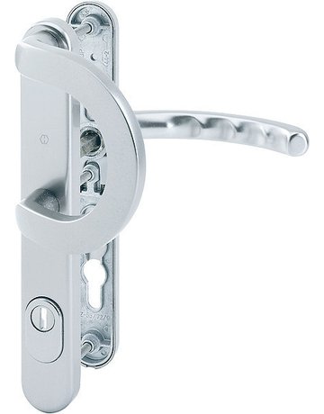 Bild HOPPE Sicherheits-Wechselgarnitur Luxembourg 513G/3359ZA/3357N/1500, Langschild oval, 15mm, ES 1, mit Zylinderabdeckung, Profilzylinder gelocht, Entfernung 92mm, Vierkant 8mm, Türstärke 67-72mm, naturfarben eloxiert-0