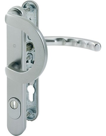 Bild HOPPE Sicherheits-Wechselgarnitur Luxembourg 513G/3359ZA/3357N/1500, Langschild oval, 15mm, ES 1, mit Zylinderabdeckung, Profilzylinder gelocht, Entfernung 92mm, Vierkant 8mm, Türstärke 67-72mm, stahlfarbig eloxiert-0