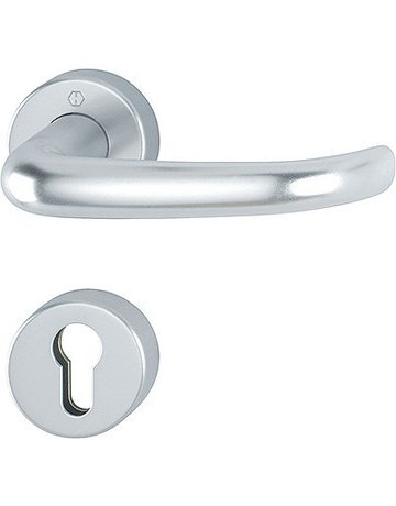 Bild HOPPE Drückergarnitur San Francisco FS-1301/42H/42HS, Rosette, Profilzylinder gelocht, Vierkant 9mm, DIN Links-Rechts, TS 40 - 65mm, Befestigungstechnik mit Stütznocken, silber, naturfarben, eloxiert-0