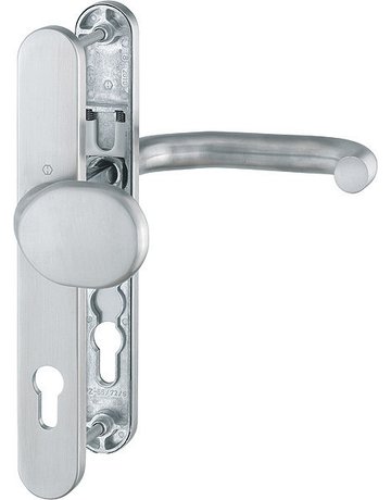 Bild HOPPE Wechselgarnitur Paris RD-E86G/3357N/138GF, Langschild, oval, Profilzylinder gelocht, Entfernung 92mm, Vierkant 9mm, Türstärke 67 - 72mm, Befestigungstechnik mit Stütznocken, grau, edelstahl matt-0